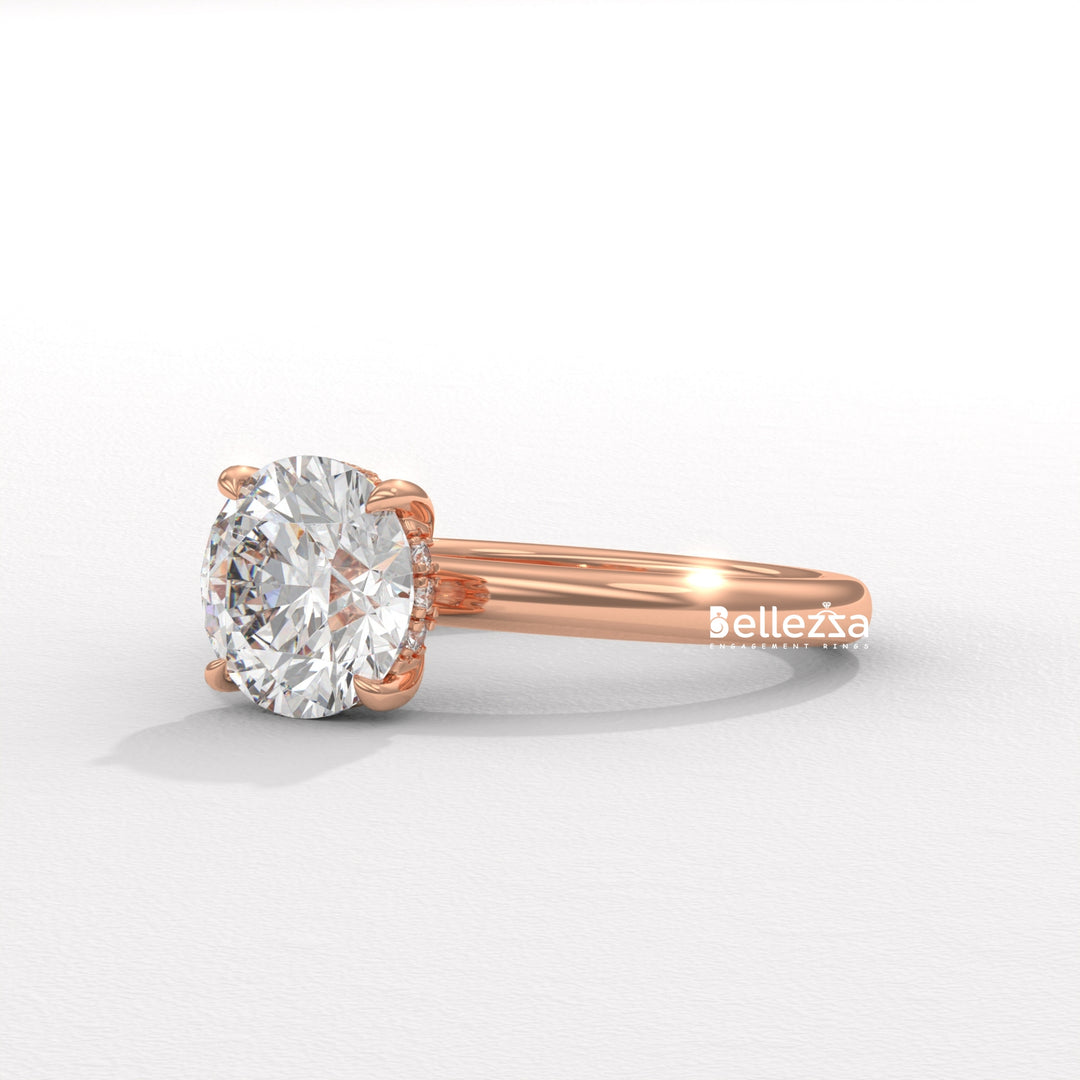 1.0-2.0CT Round Cut Hidden Halo Lab Grown Engagement Ring