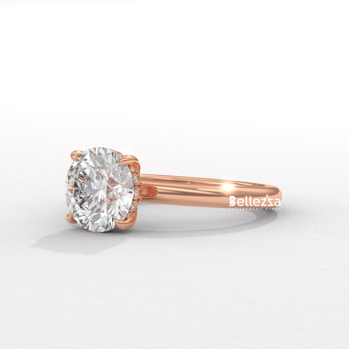 1.0-2.0CT Round Cut Hidden Halo Lab Grown Engagement Ring