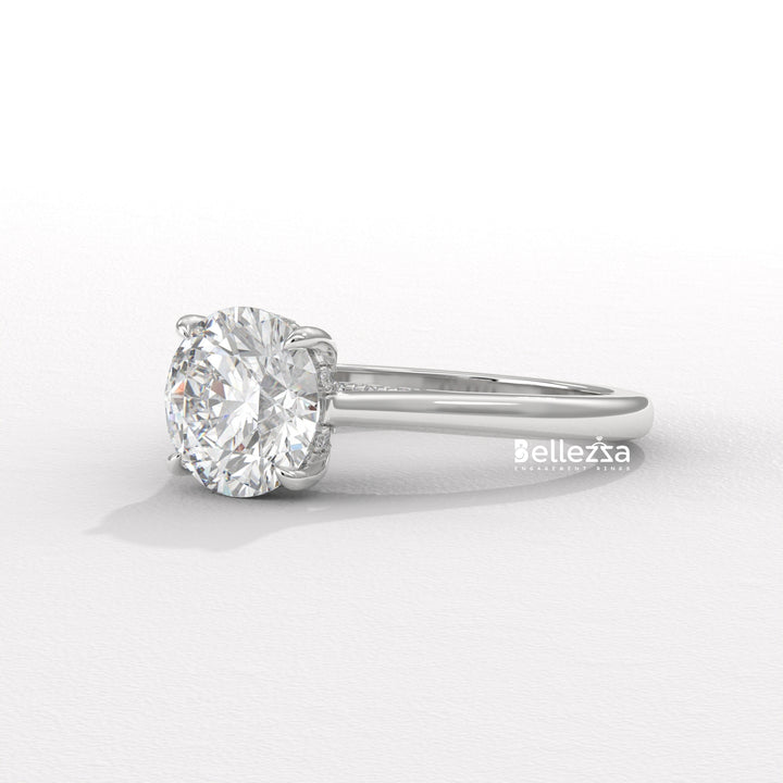 1.0-2.0CT Round Cut Lab Grown Diamond Hidden Halo Engagement Ring
