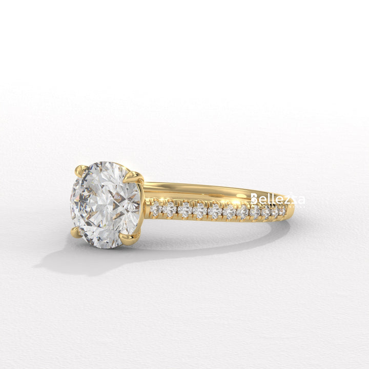 1.50-2.50CT Round Diamond Pave Setting Lab Grown Engagement Ring