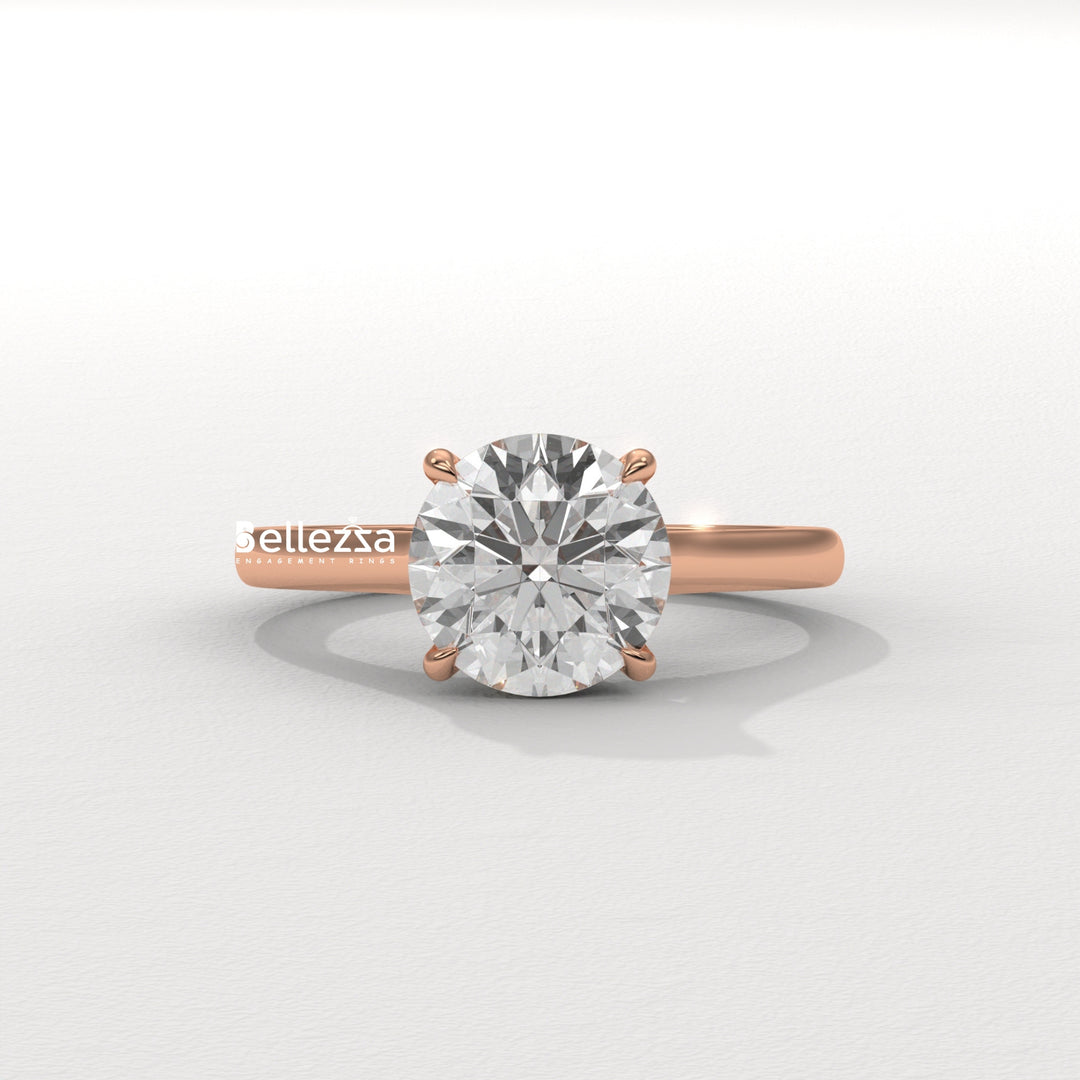 1.0-2.0CT Round Cut Hidden Diamond Lab Grown Engagement Ring