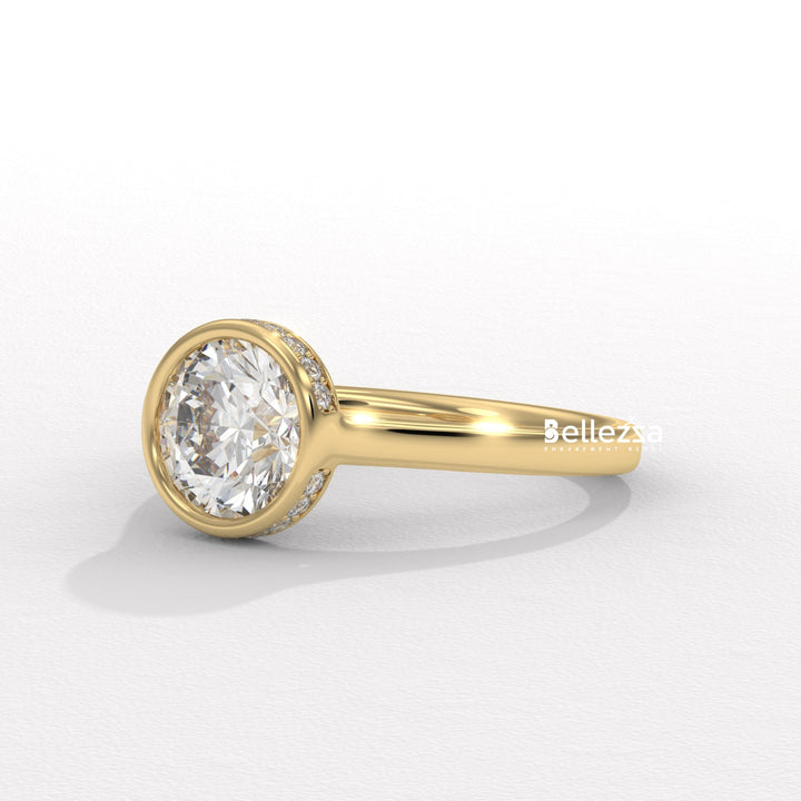 1.50-2.50CT Round Diamond Bezel Setting Lab Grown Engagement Ring