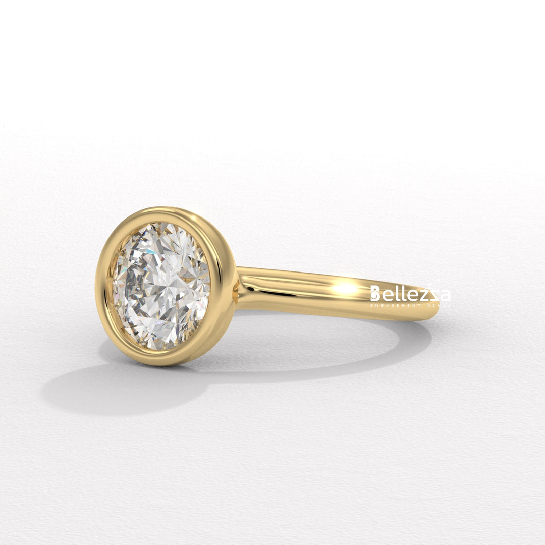 1.50-2.50CT Round Diamond Bezel Setting Lab Grown Engagement Ring