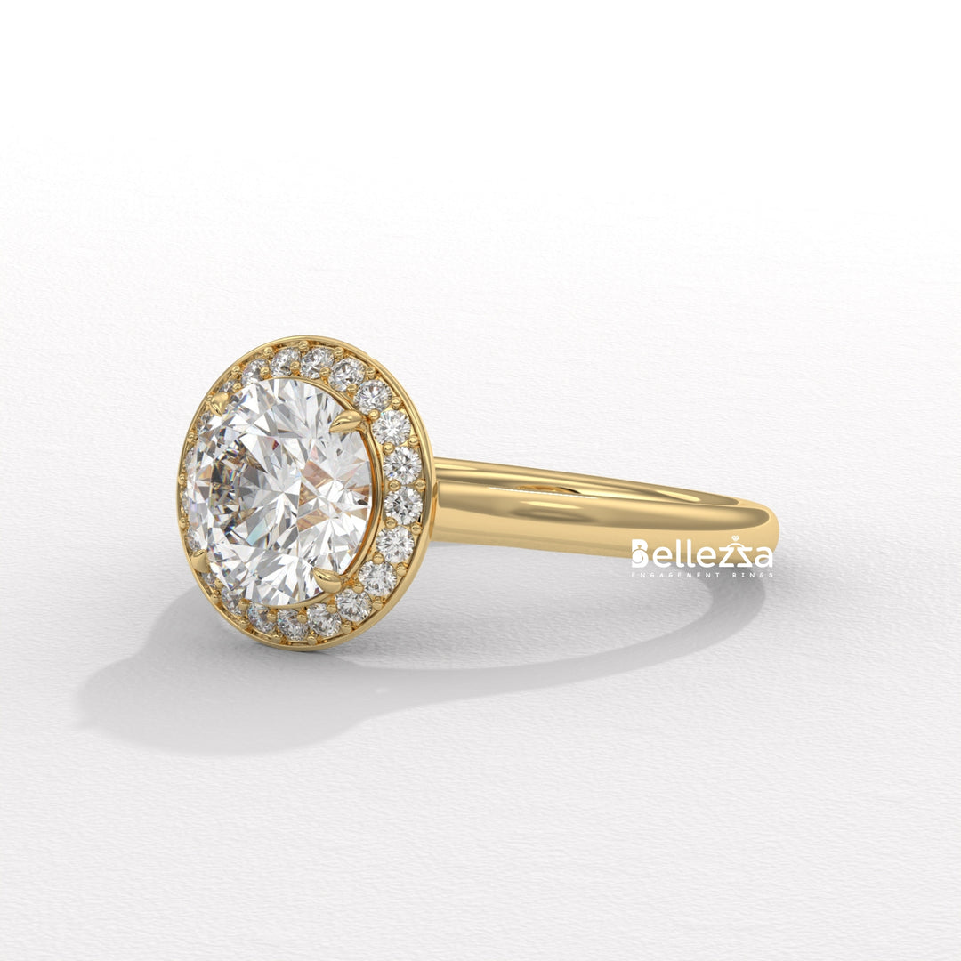 1.50-2.50CT Round Cut CVD Diamond Halo Setting Engagement Ring