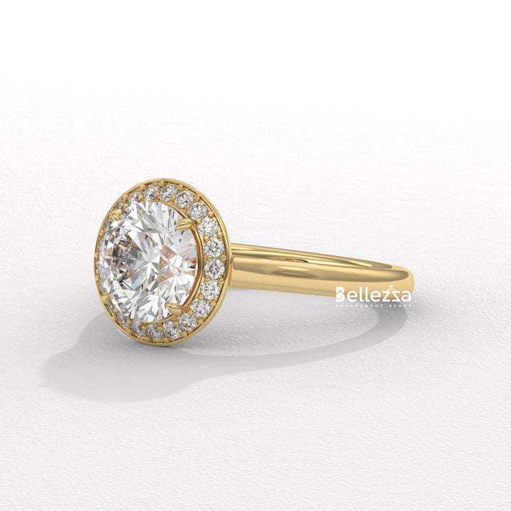 1.50-2.50CT Round Cut CVD Diamond Halo Setting Engagement Ring