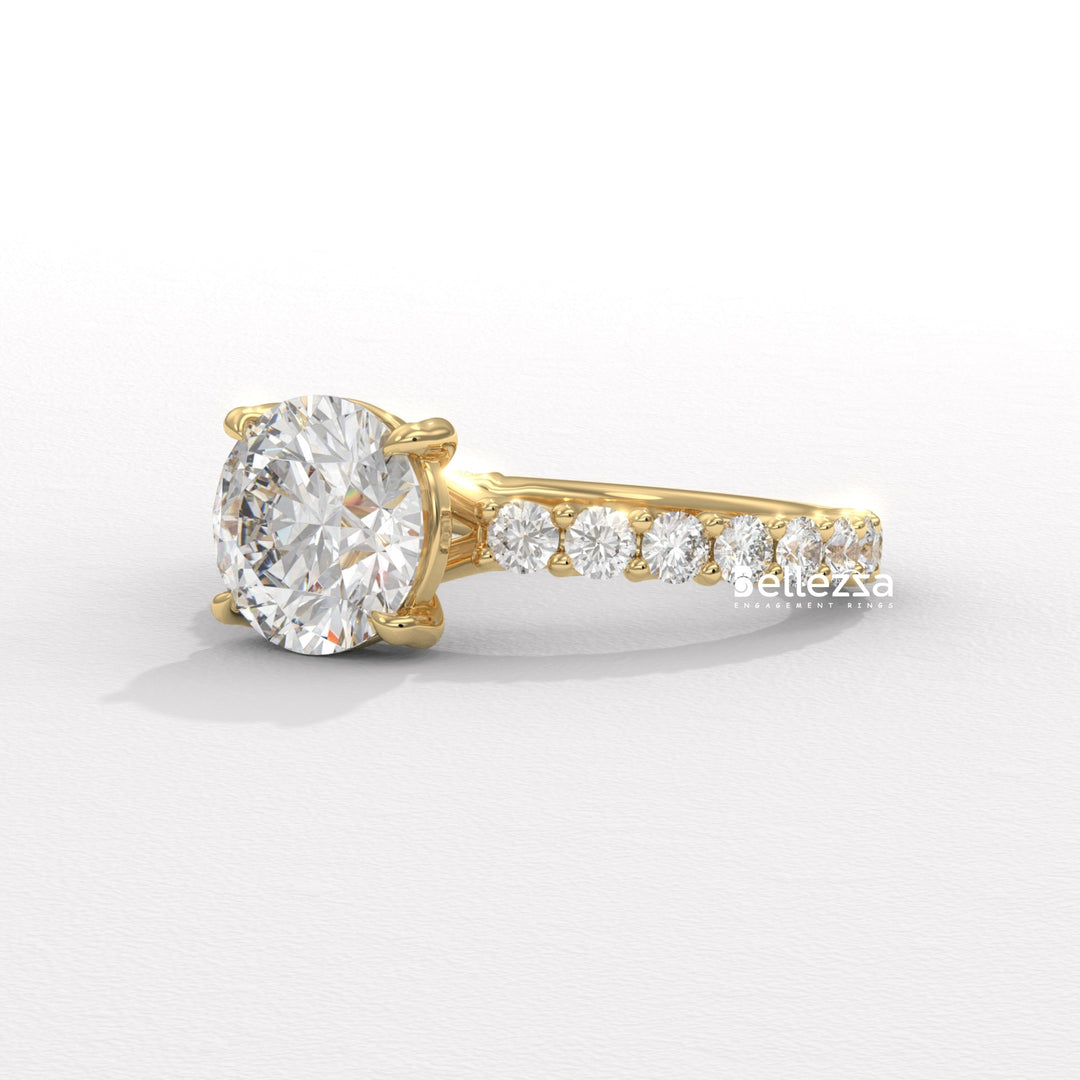 1.50-2.50CT Round Cut Pave Setting Lab Grown Engagement Ring
