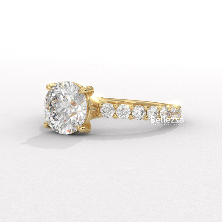 1.50-2.50CT Round Cut Pave Setting Lab Grown Engagement Ring