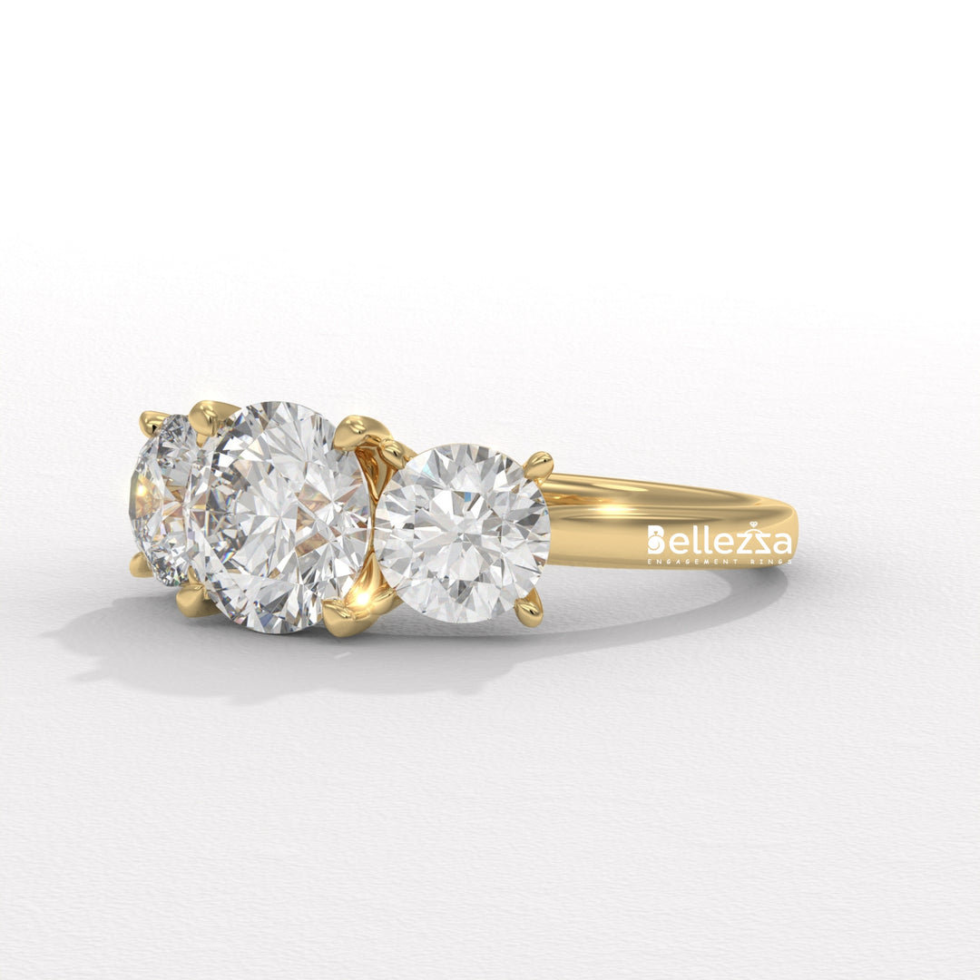 1.50-2.50CT Round Diamond Three Stone Lab Grown Engagement Ring