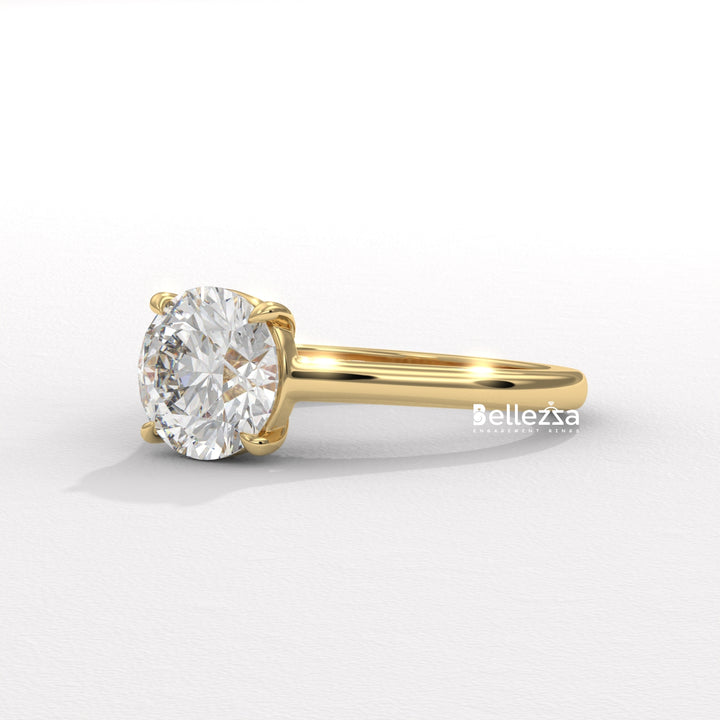 1.0-2.0CT Round Cut Hidden Diamond Lab Grown Engagement Ring