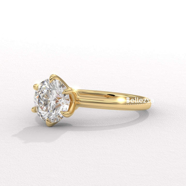 1.0-2.0CT Round Diamond Solitaire Setting Lab Grown Engagement Ring