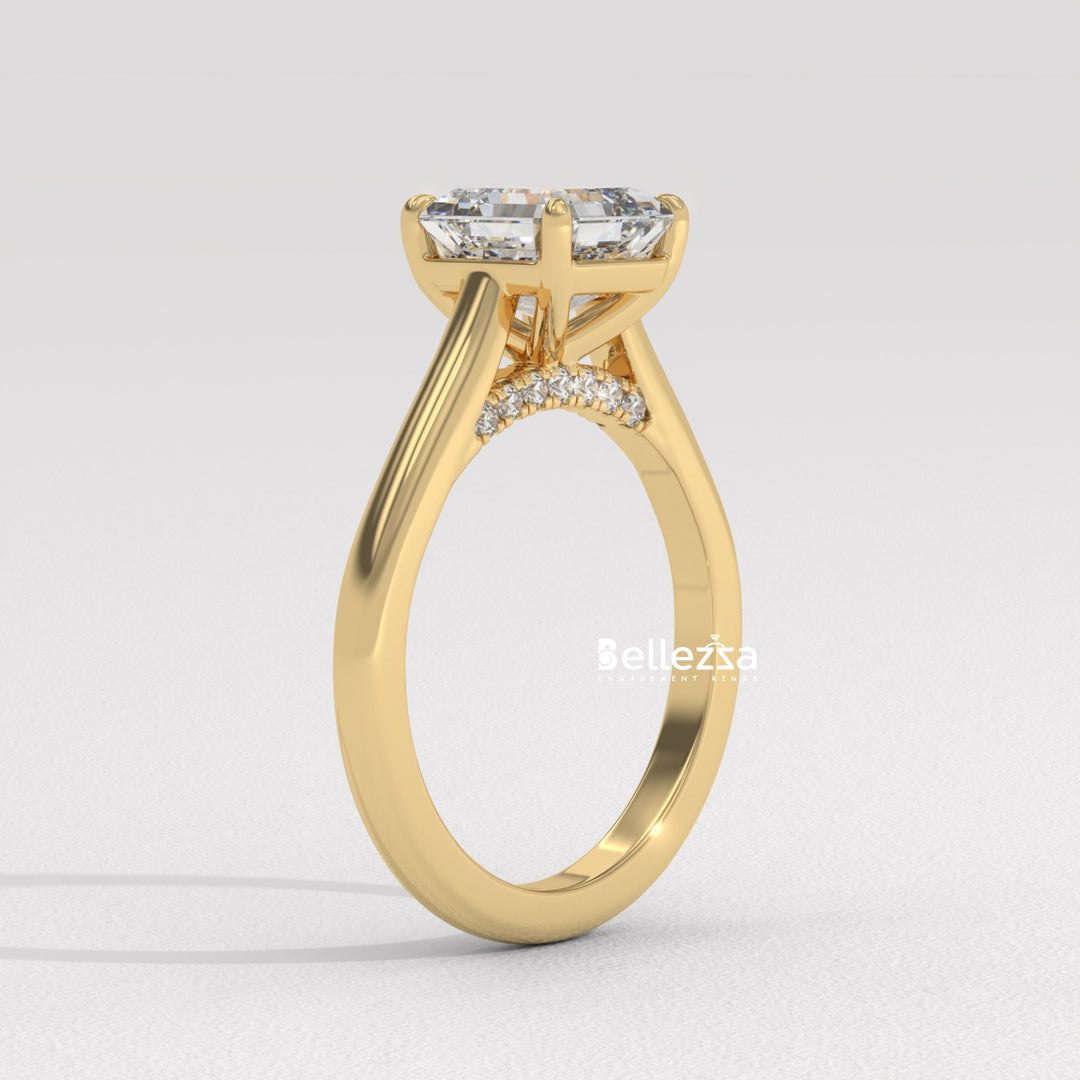 1.0-2.0CT Asscher Cut Solitaire CVD Diamond Engagement Ring
