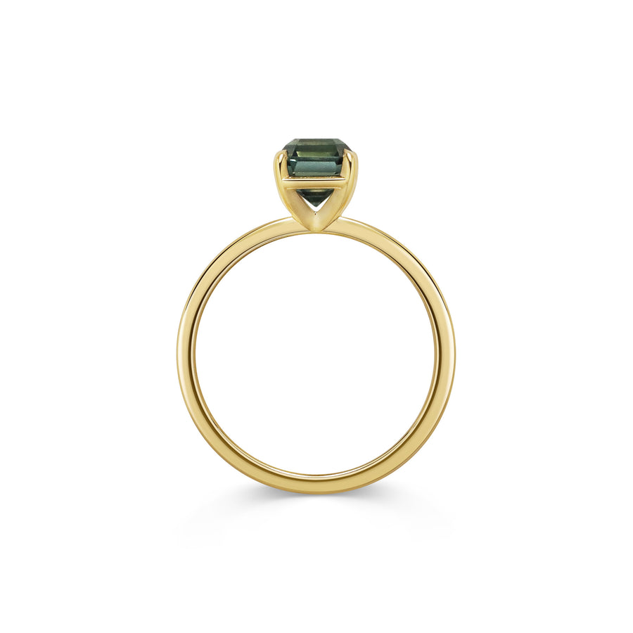 1.50CT Teal Sapphire Asscher Cut Solitaire Setting Lab Grown Engagement Ring