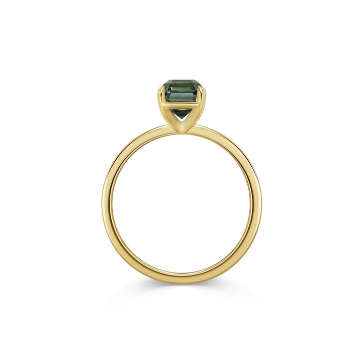 1.50CT Teal Sapphire Asscher Cut Solitaire Setting Lab Grown Engagement Ring