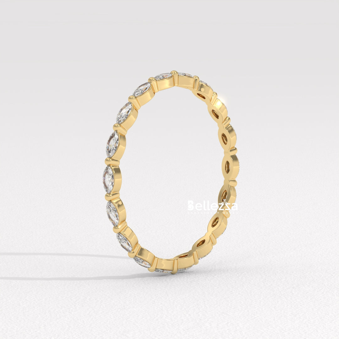 East-West Marquise Diamond Eternity Lab Grown Wedding Band