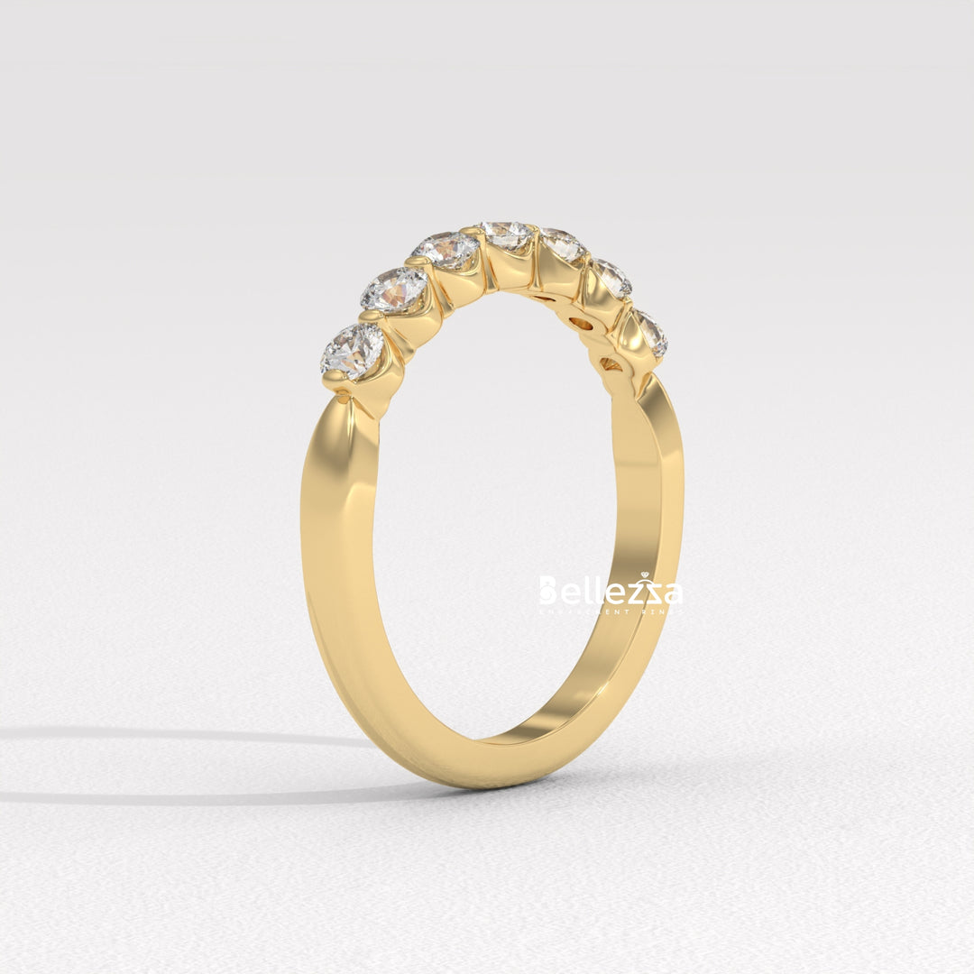 Round Diamond Half Eternity Pave Setting Lab Grown Wedding Band