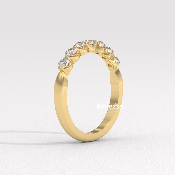 Round Diamond Half Eternity Pave Setting Lab Grown Wedding Band