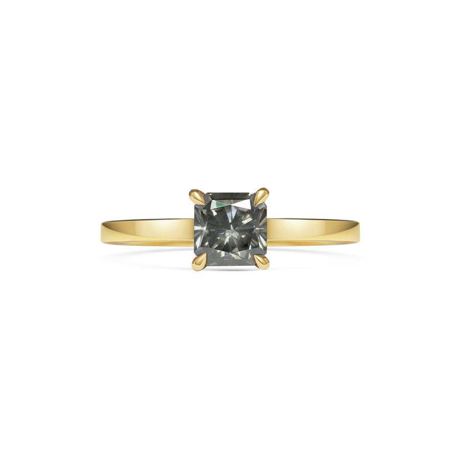 1.0CT Fancy Grey Square Diamond Solitaire Lab Grown Engagement Ring