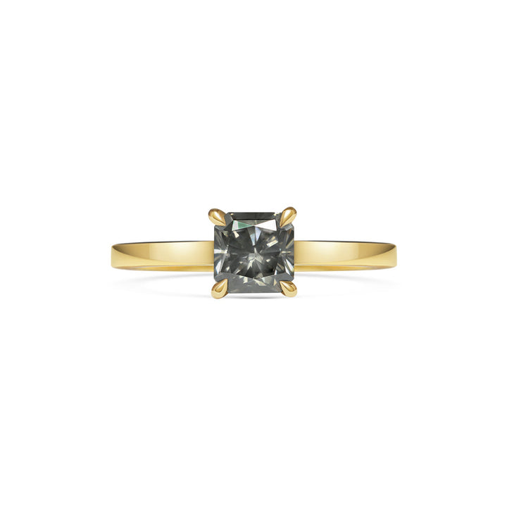 1.0CT Fancy Grey Square Diamond Solitaire Lab Grown Engagement Ring