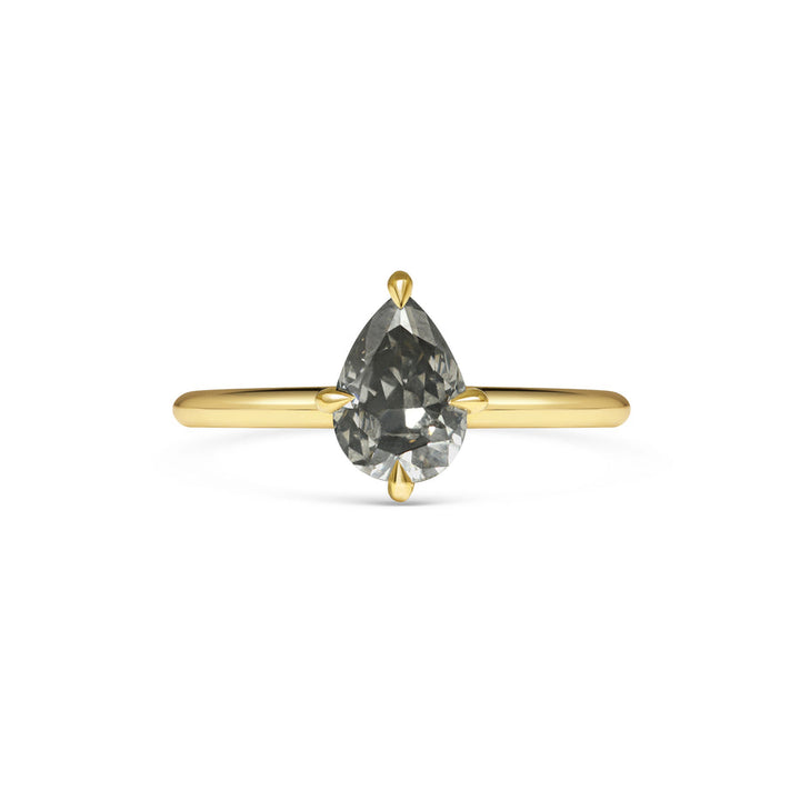 0.80CT Grey Pear Diamond Solitaire Lab Grown Engagement Ring