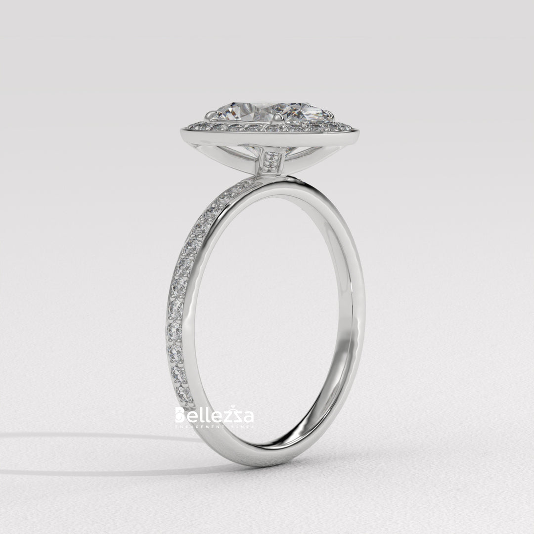 1.50-2.50CT Oval Cut CVD Diamond Halo Setting Engagement Ring
