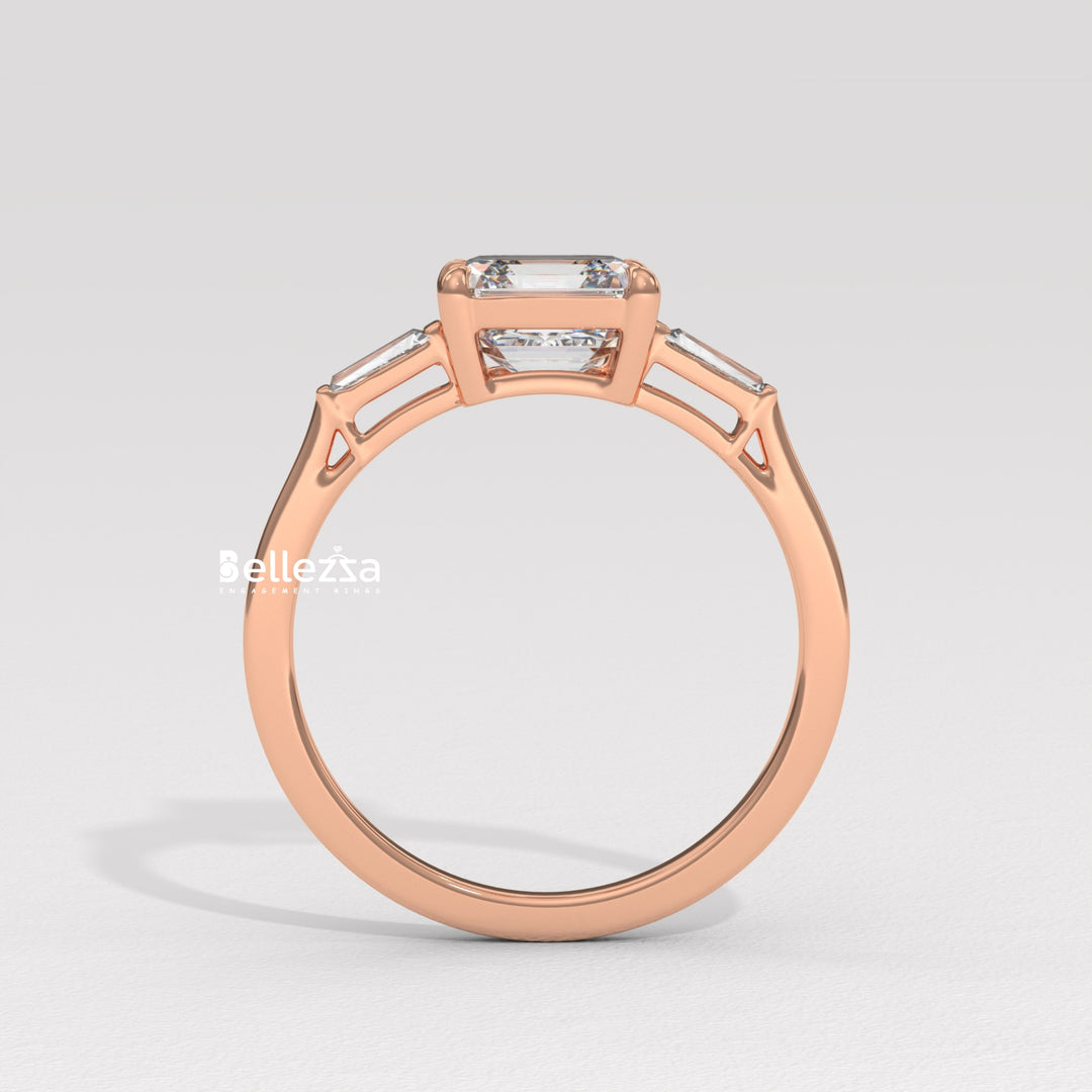1.50-2.50CT Asscher Diamond Three Stone Lab Grown Engagement Ring