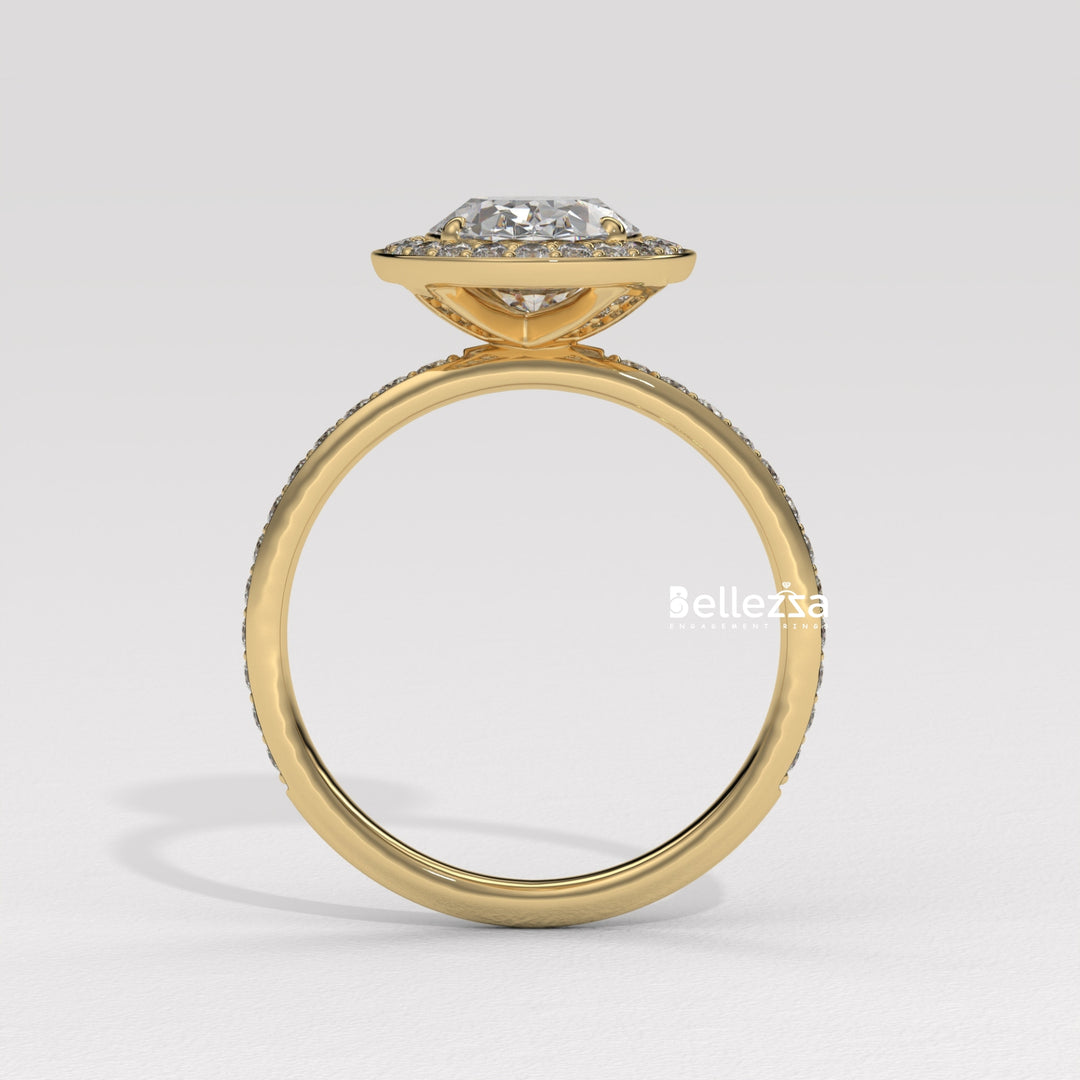1.50-2.50CT Oval Cut CVD Diamond Halo Setting Engagement Ring