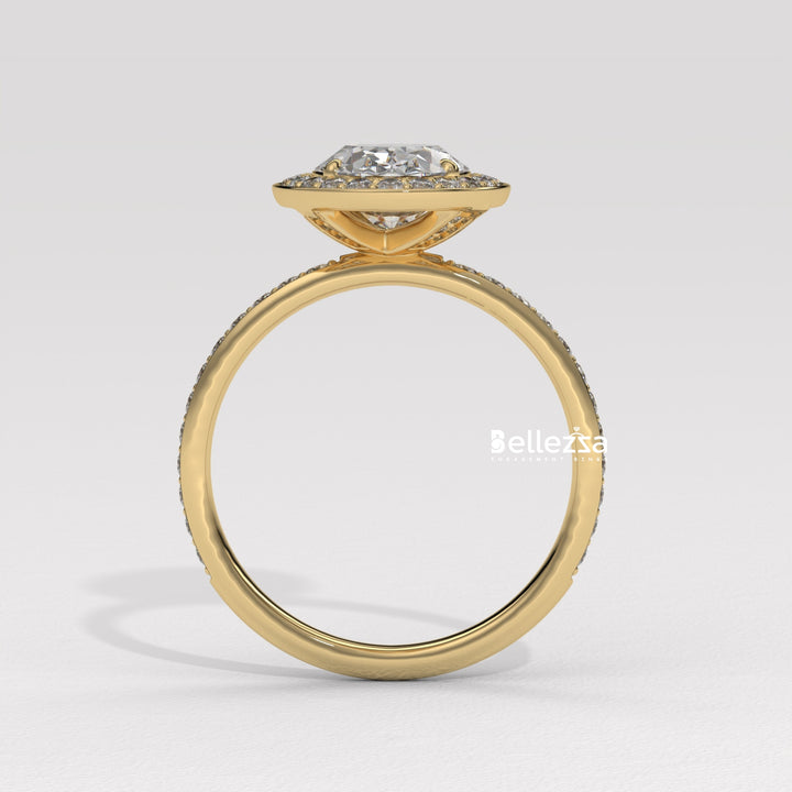 1.50-2.50CT Oval Cut CVD Diamond Halo Setting Engagement Ring