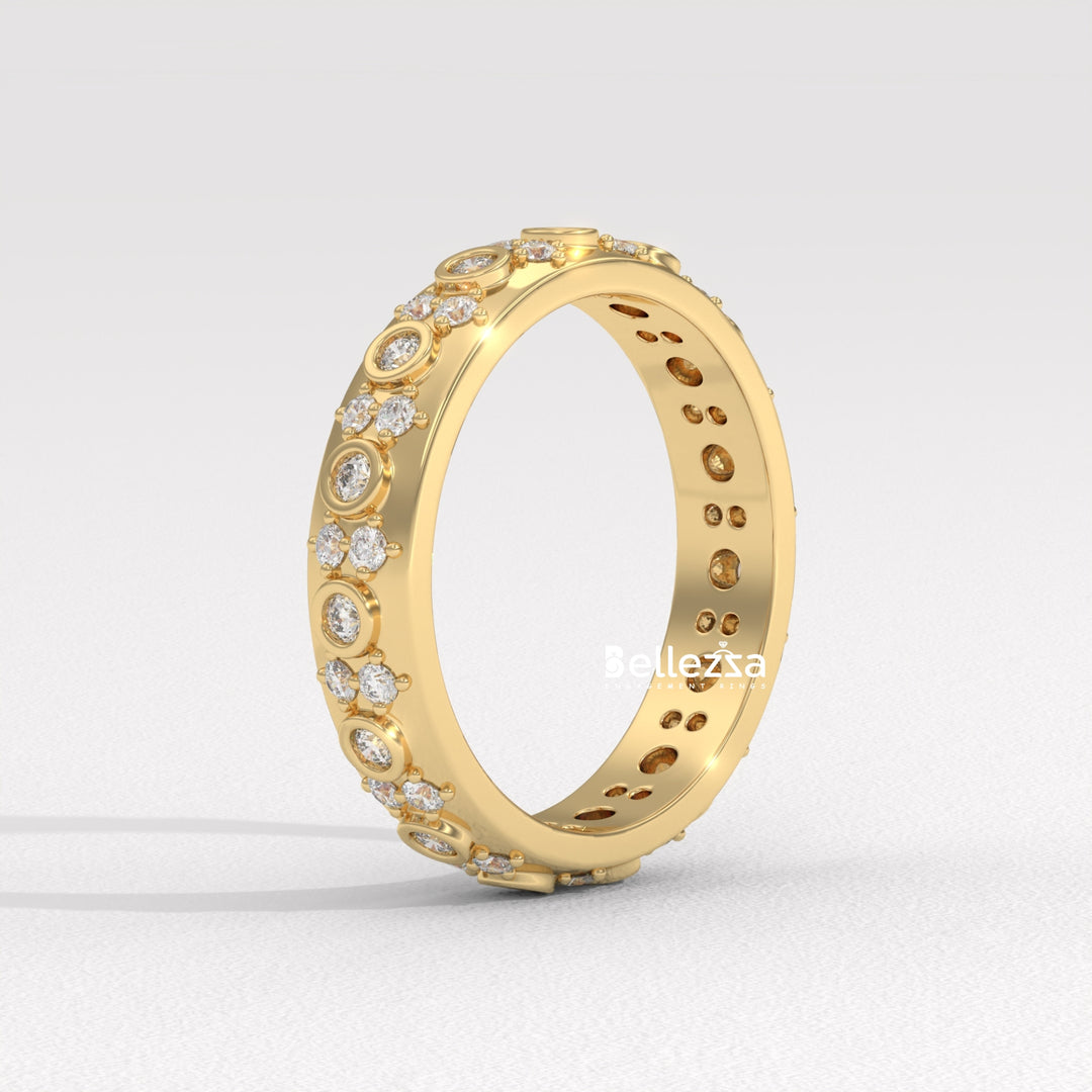 Round Diamond Cluster Setting Full Eternity Lab Grown Wedding Band