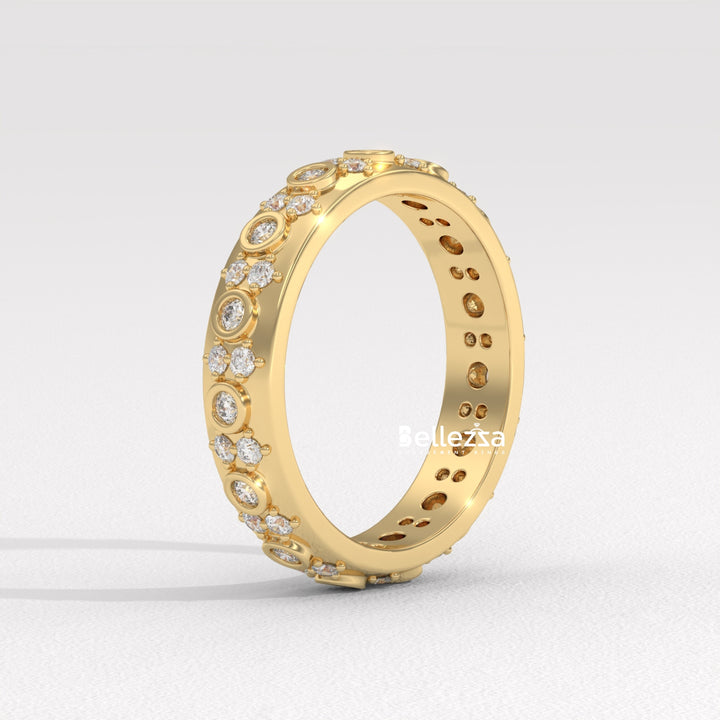 Round Diamond Cluster Setting Full Eternity Lab Grown Wedding Band