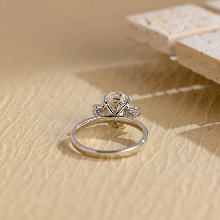 1.50 CT Oval Cut Cluster Diamond Moissanite Engagement Ring