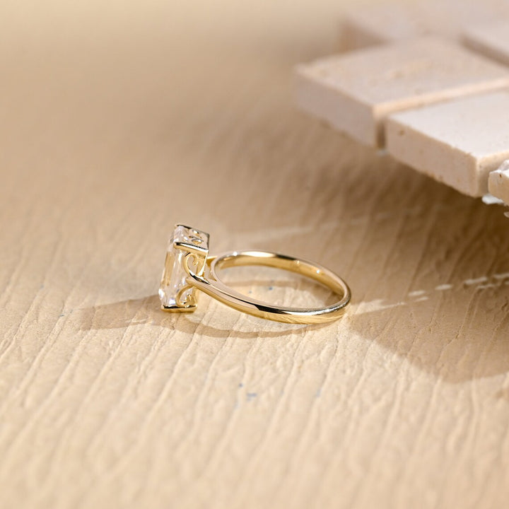 1.50 CT Emerald Diamond Solitaire Moissanite Engagement Ring