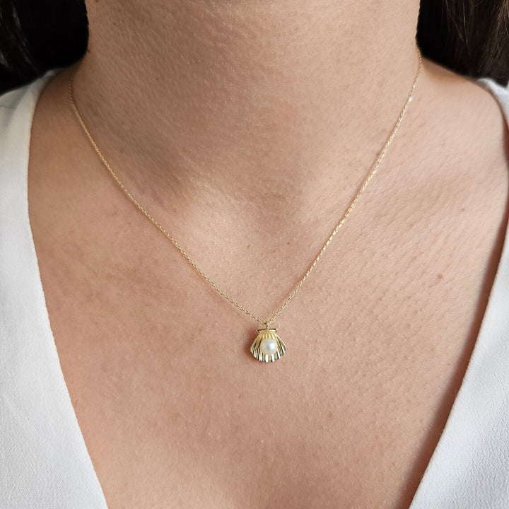 Seashell Pearl Necklace For Her - June Birthstone Necklace