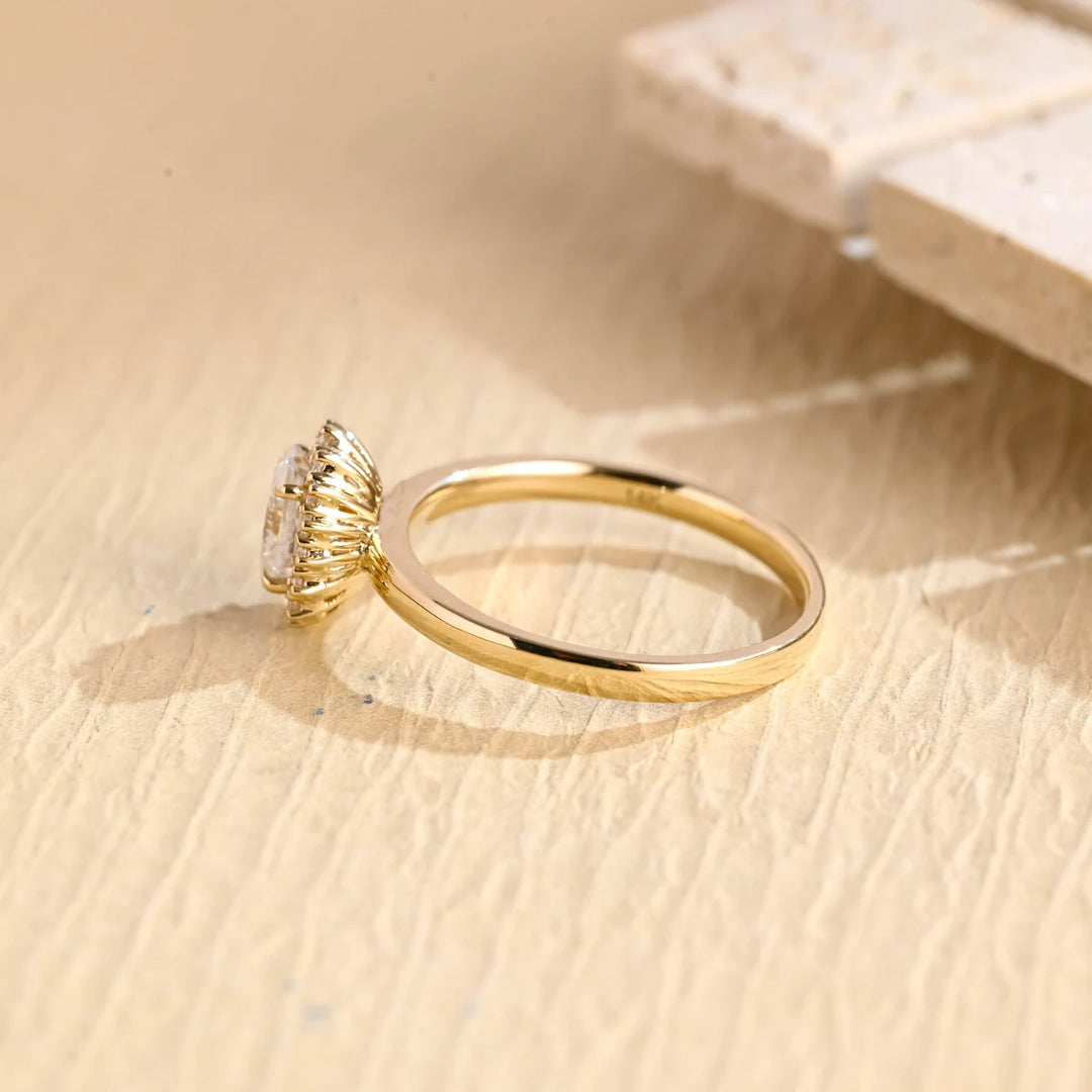 2.0 CT Oval Cut Halo Diamond Moissanite Engagement Ring