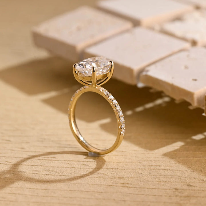 3.0 CT Oval Cut Hidden Halo Moissanite Engagement Ring