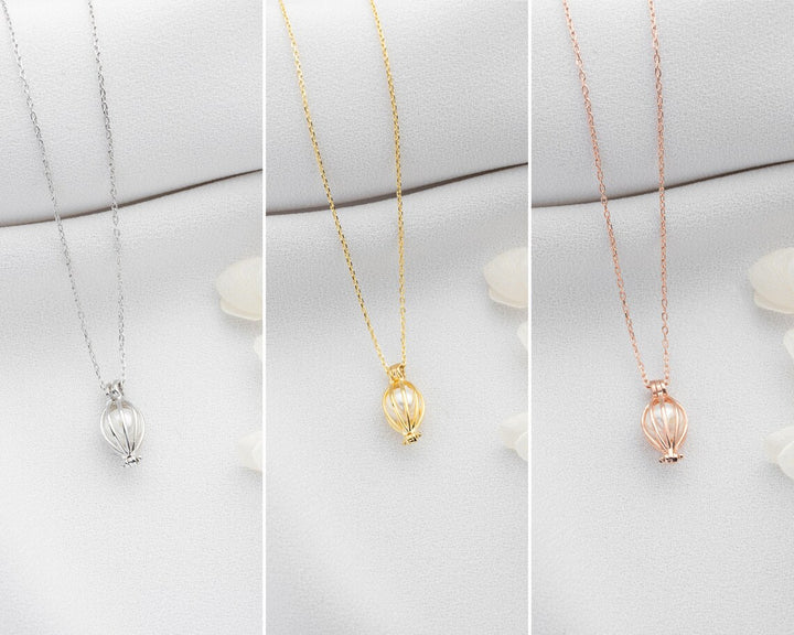 Dainty Gold Pearl Cage Necklace -June Birthstone Necklace