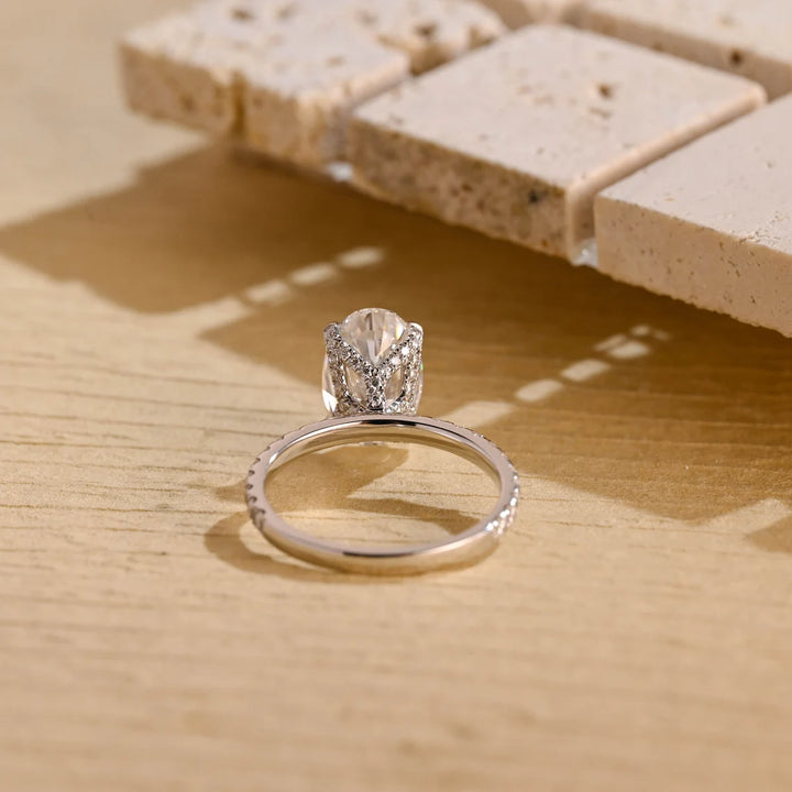 3.0 CT Oval Cut Pave Setting Moissanite Engagement Ring