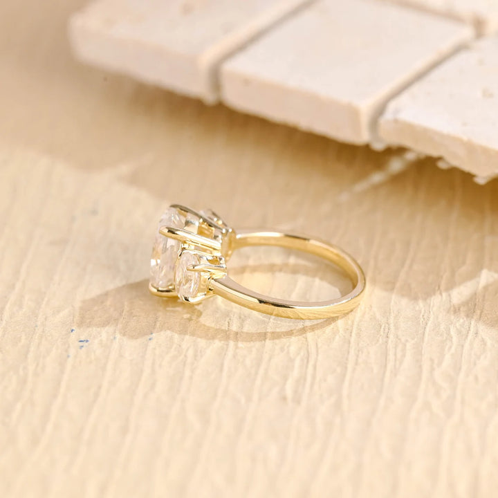 1.50 CT Oval Cut Three Stone Moissanite Engagement Ring