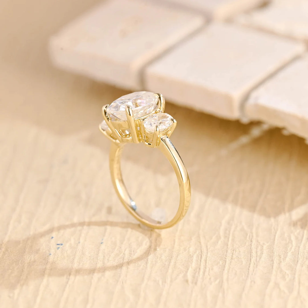 1.50 CT Oval Cut Three Stone Moissanite Engagement Ring