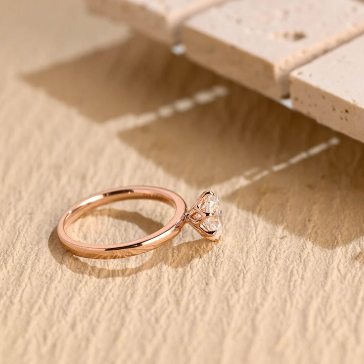 1.0CT Oval Diamond Solitaire Moissanite Engagement Ring