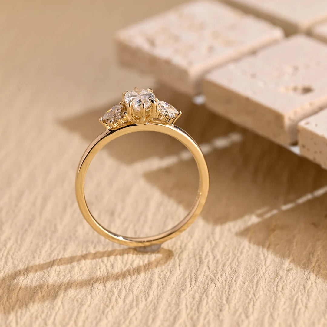 1.0 CT Oval Cut Cluster Diamond Moissanite Engagement Ring