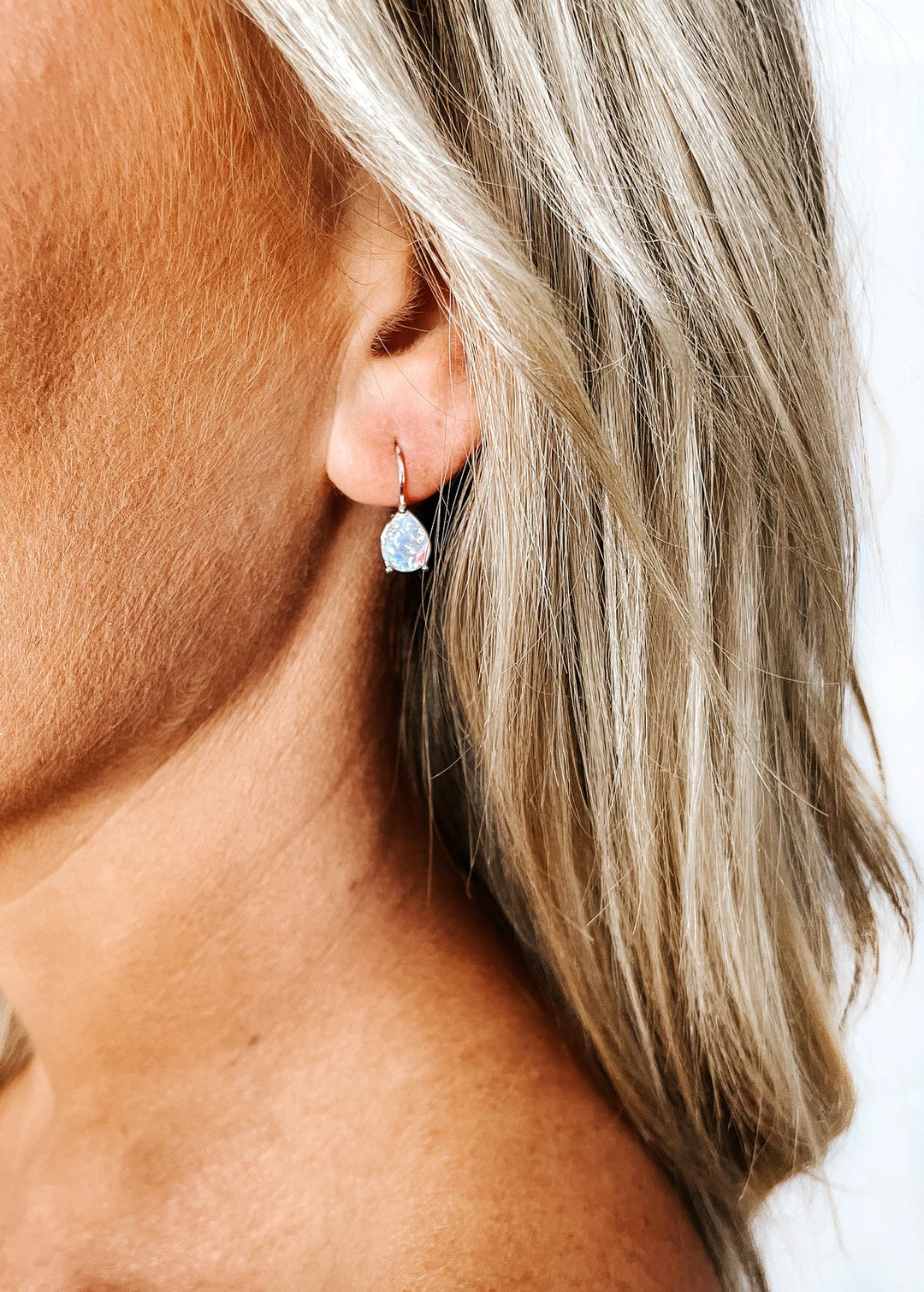 Pear Cut Opal Gemstone Hoop Earrings -October Birthstone