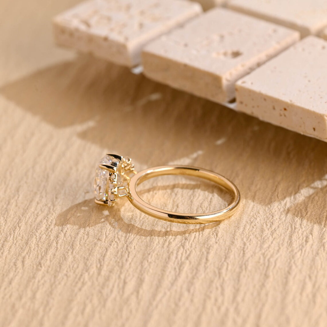 1.50 CT Oval Cut Cluster Diamond Moissanite Engagement Ring