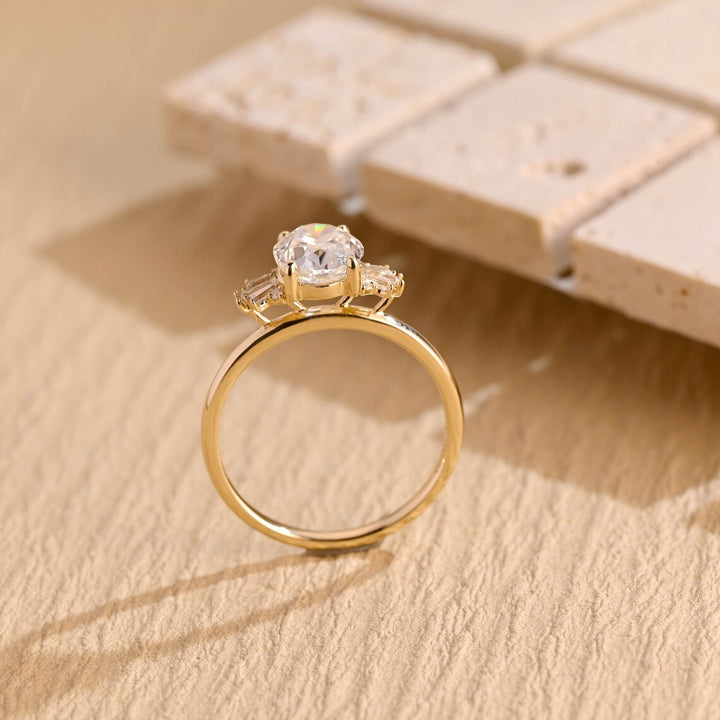 1.50 CT Oval Cut Cluster Diamond Moissanite Engagement Ring