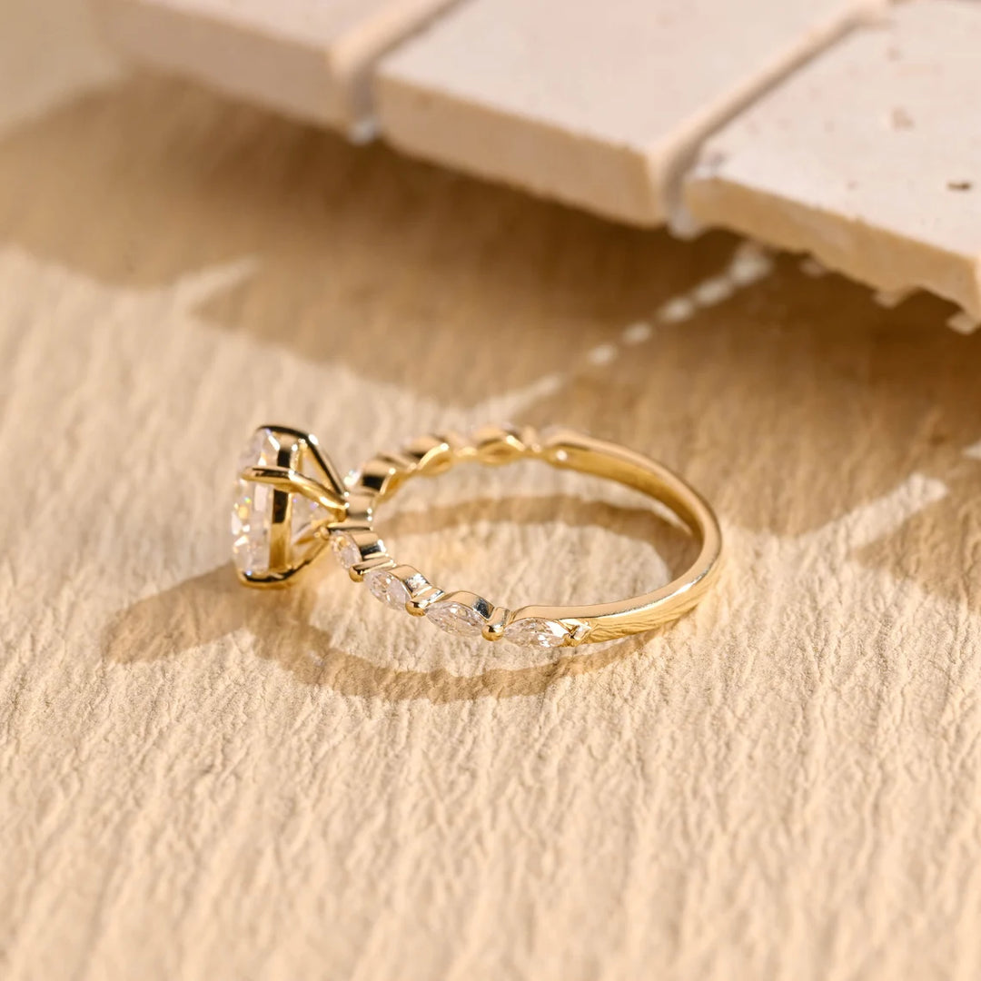 1.50 CT Oval Cut Pave Setting Moissanite Engagement Ring