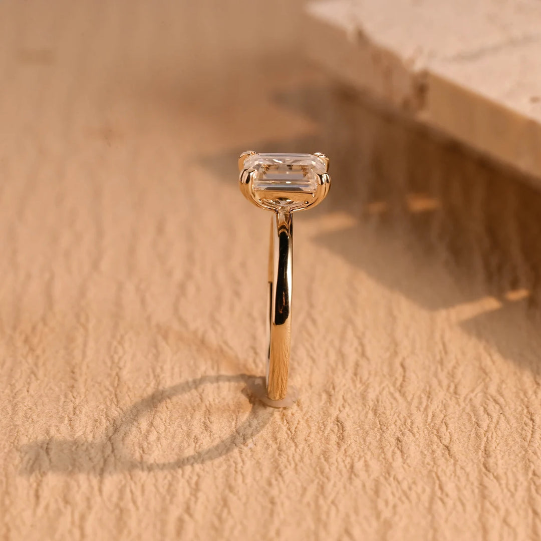 1.50 CT Emerald Cut Diamond Solitaire Moissanite Engagement Ring