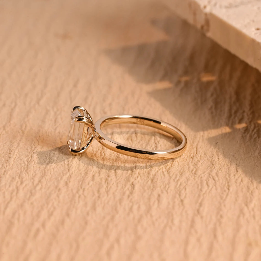 1.50 CT Emerald Cut Diamond Solitaire Moissanite Engagement Ring