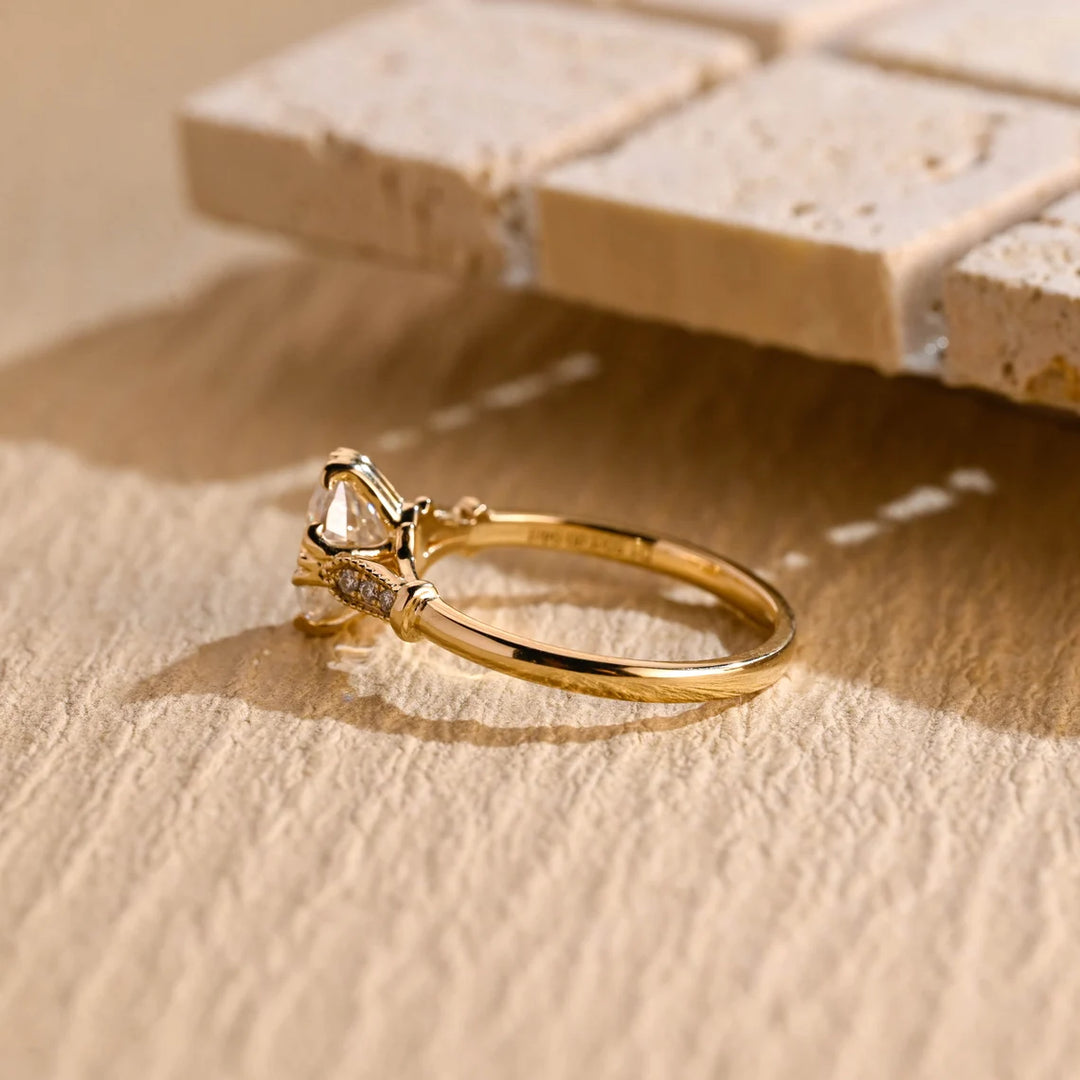 1.0CT Oval Cut Vintage Cluster Moissanite Engagement Ring