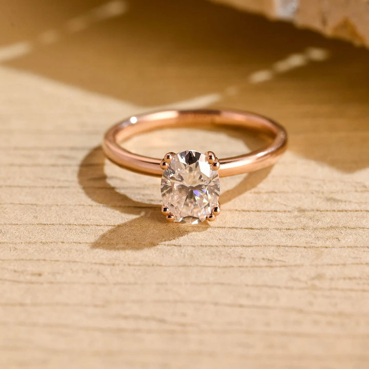 1.0 CT Oval Cut Diamond Solitaire Moissanite Engagement Ring