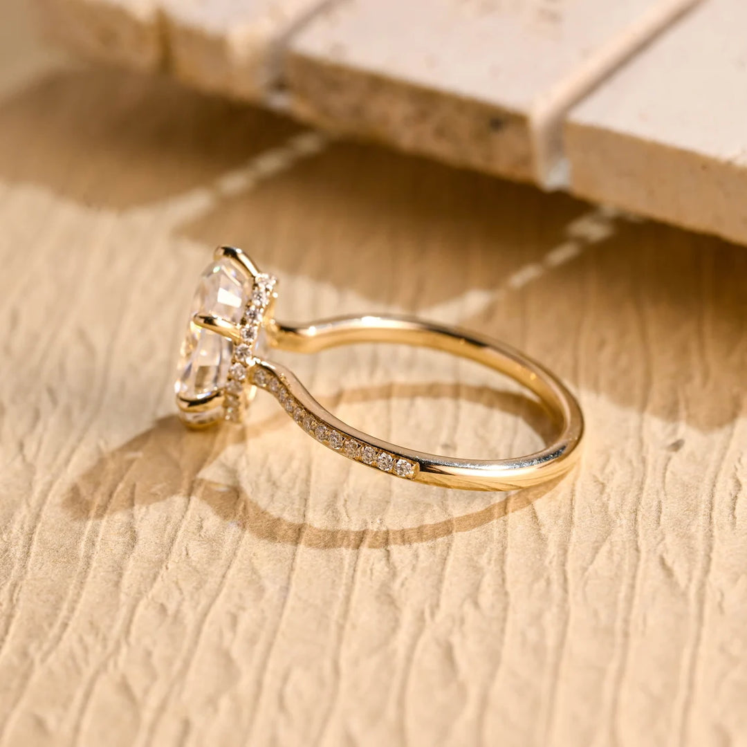 3.50 CT Oval Cut Hidden Halo Moissanite Engagement Ring