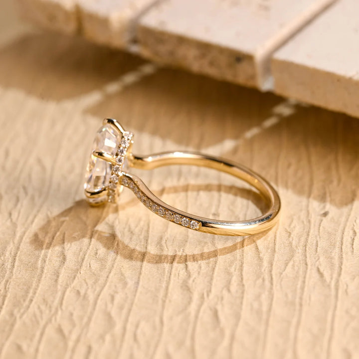 3.50 CT Oval Cut Hidden Halo Moissanite Engagement Ring